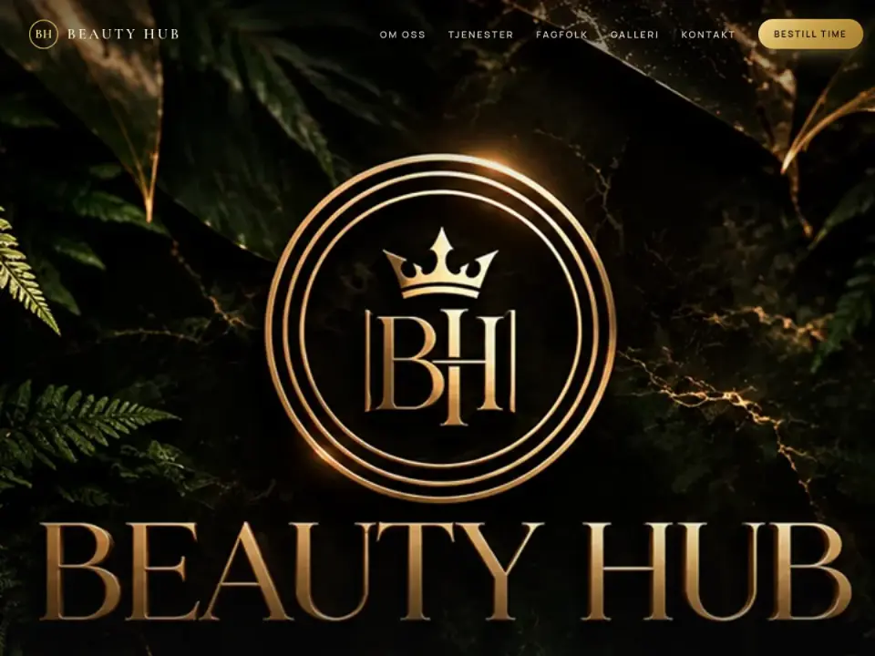 Beauty HUB – nettside for skjønnhetshus i Førde, laget av Lando (skjermbilde av forsiden)